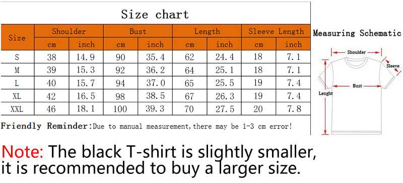Dog Heart Line T-Shirt - Size Chart