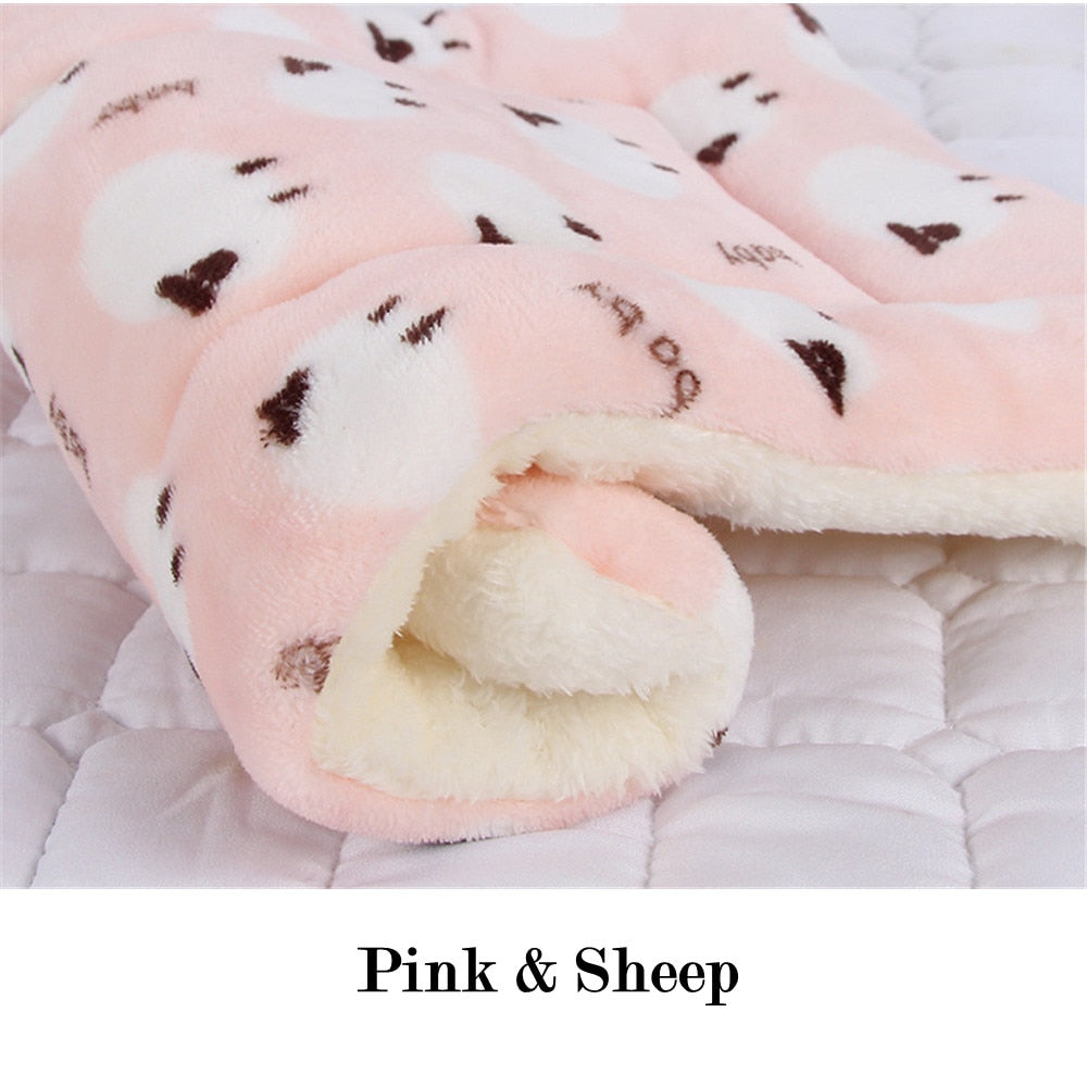 Soft Warm Dog Fleece Blanket- Pink and sheep