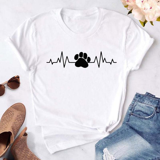 Dog Heart Line T-Shirt - White