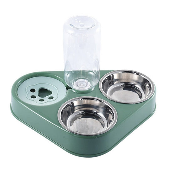 Automatic Stainless Steel Food Bowl with Water Dispenser - 3 in 1 - Green