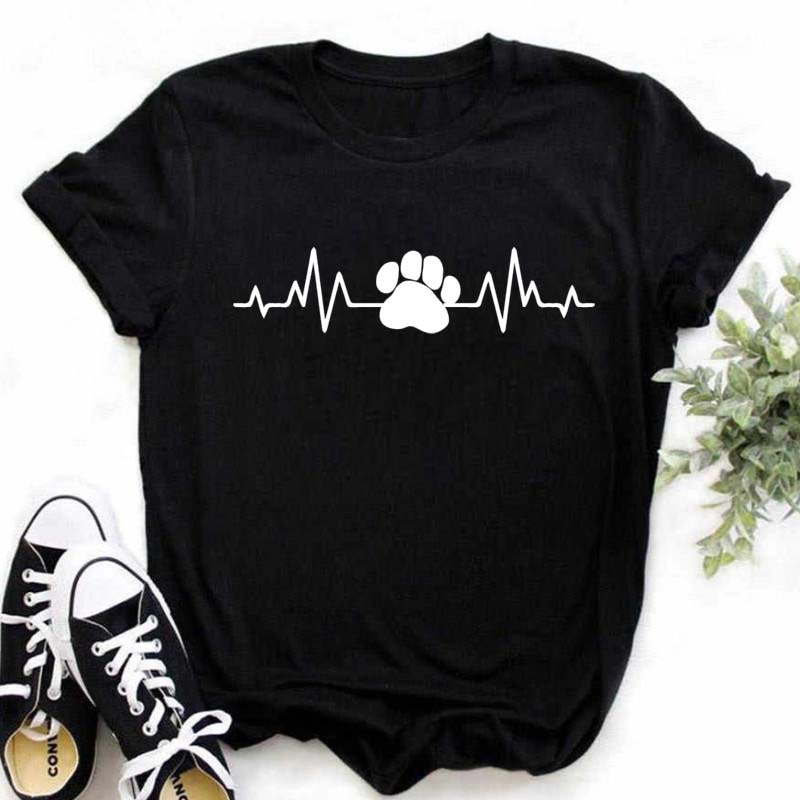 Dog Heart Line T-Shirt - Black