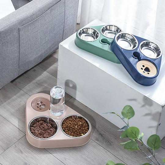 Automatic Stainless Steel Food Bowl with Water Dispenser  