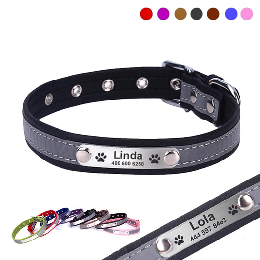 Safety Reflective Name Collar for Dogs & Cats