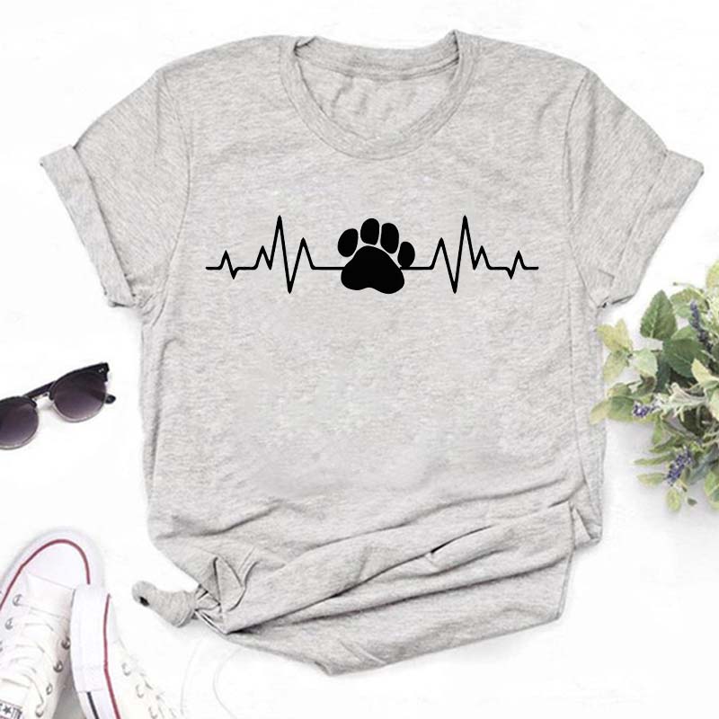 Dog Heart Line T-Shirt - Gray