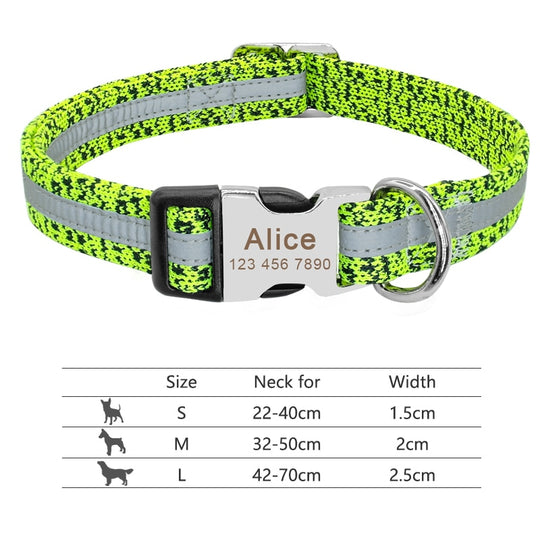 Dog Collar with Engraved ID Tag - Neon Floral