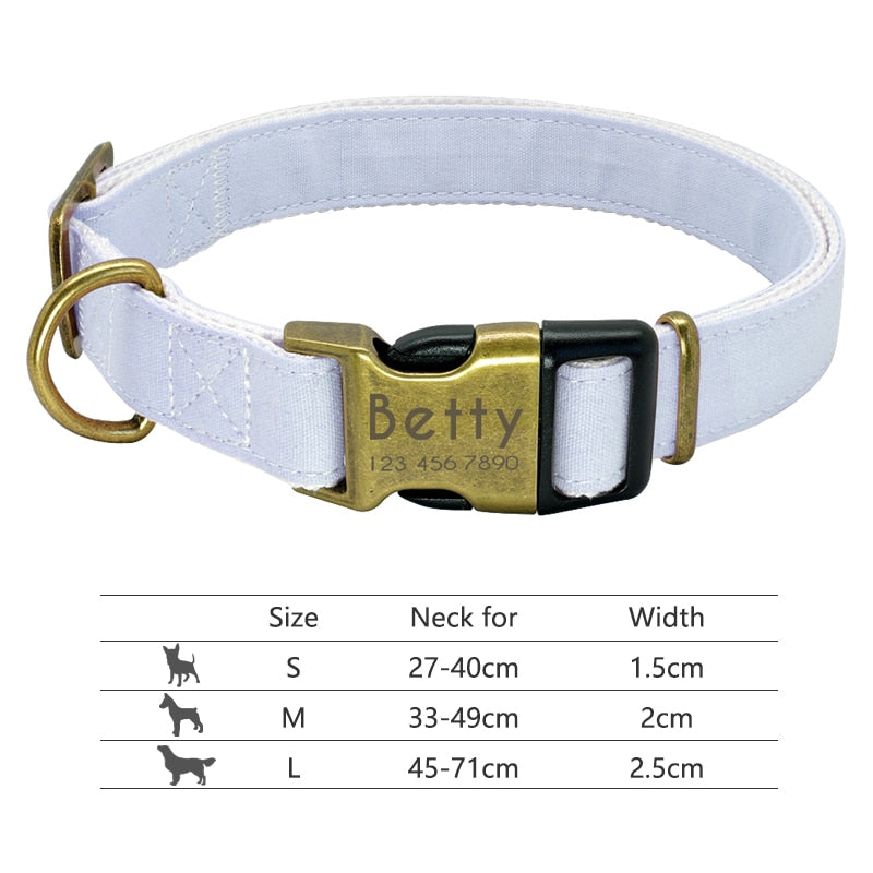 Dog Collar with Engraved ID - White