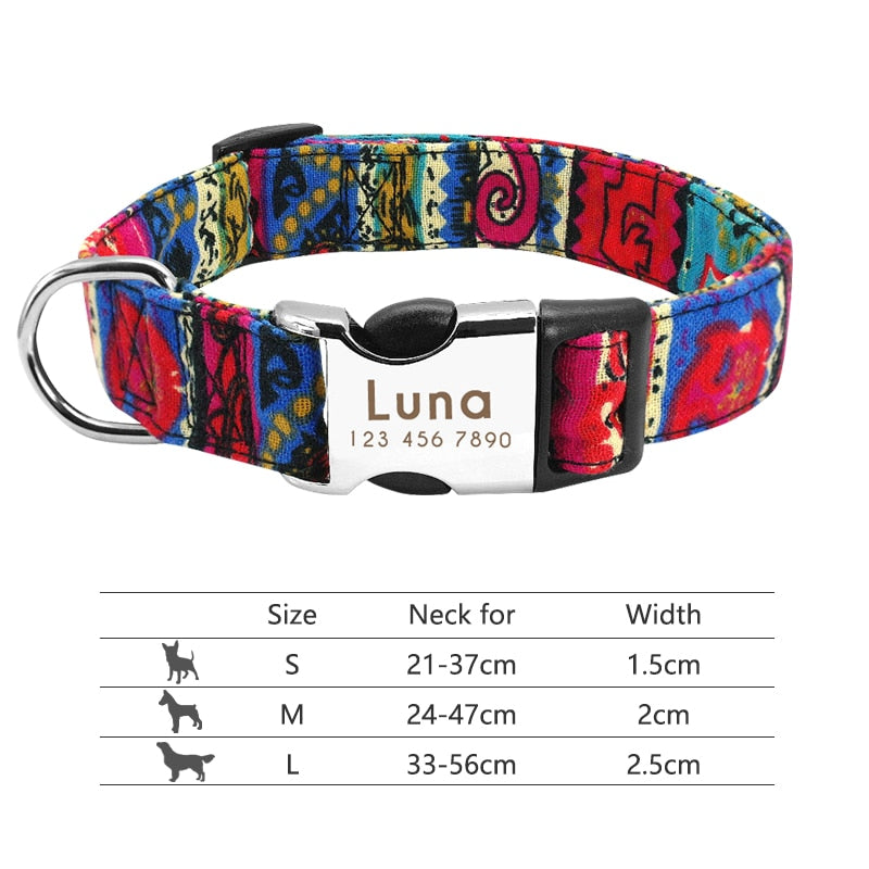 Dog Collar with Engraved ID Tag - Red