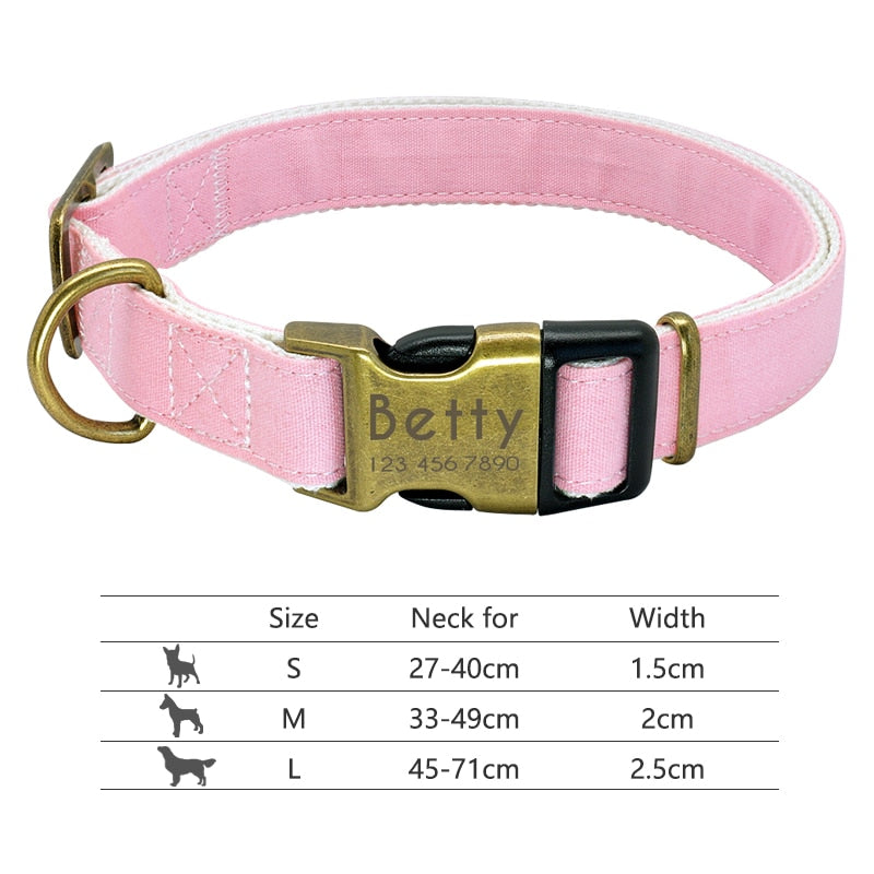 Dog Collar with Engraved ID - Light Pink