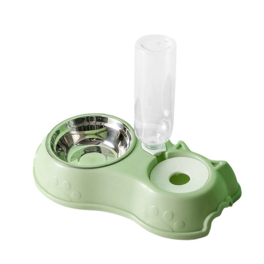 Automatic Stainless Steel Food Bowl with Water Dispenser - 2 in 1 - Green