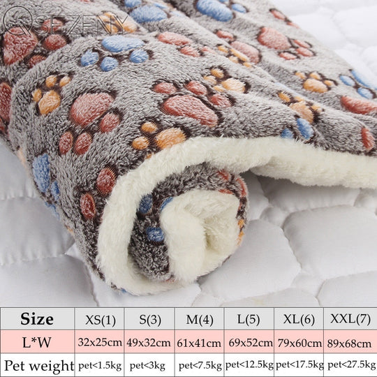 Soft Warm Dog Fleece Blanket- Size Chart