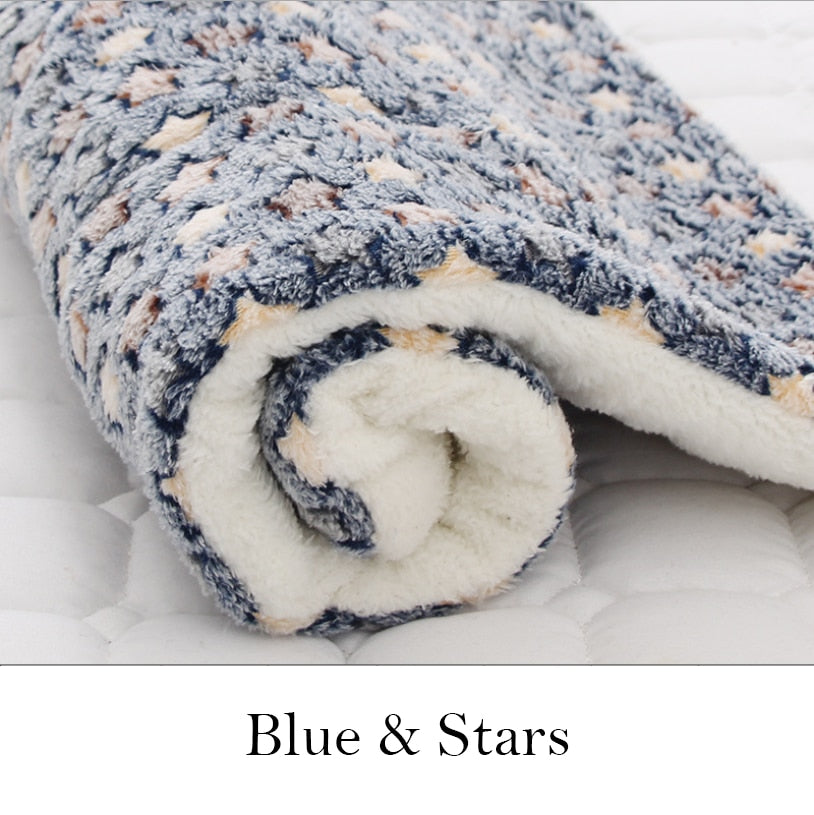 Soft Warm Dog Fleece Blanket- Blue and Stars