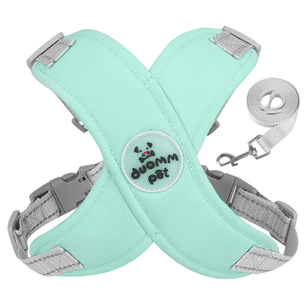 X Shaped Dog Harness With Leash- Green