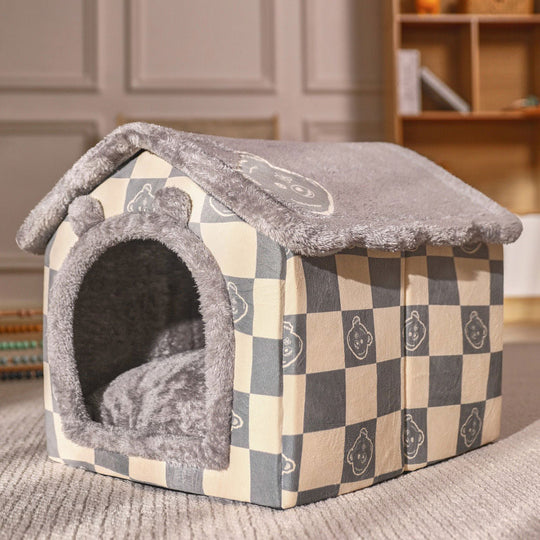 Foldable Dog House Kennel Bed Mat - Gray