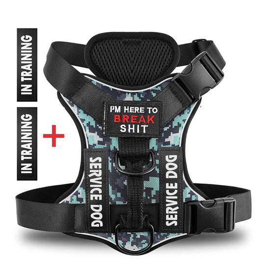 No pull Reflective Tactical Dog Harness With Free Patches - Camouflage