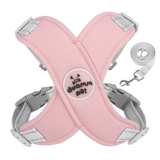X Shaped Dog Harness With Leash- Pink