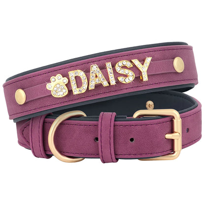 Custom Leather Collar with Free Name Charm