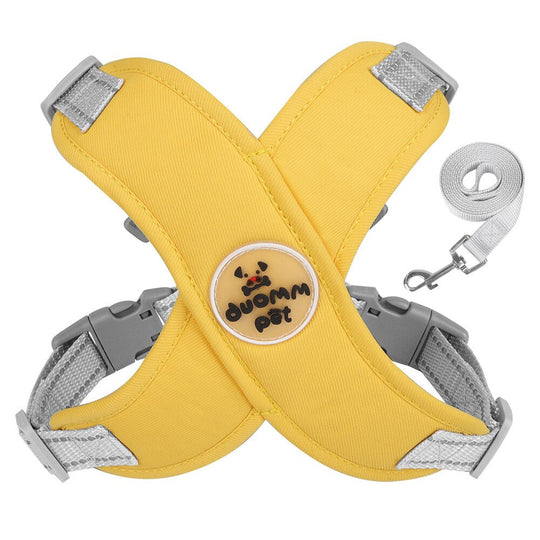X Shaped Dog Harness With Leash- Yellow