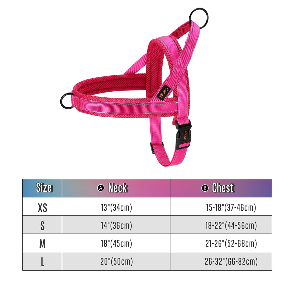 Reflective No Pull Dog Harness- Rose Red