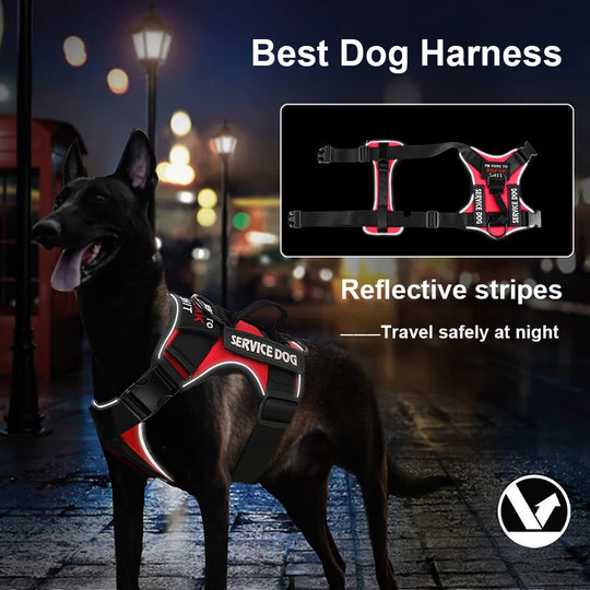 No pull Reflective Tactical Dog Harness With Free Patches 