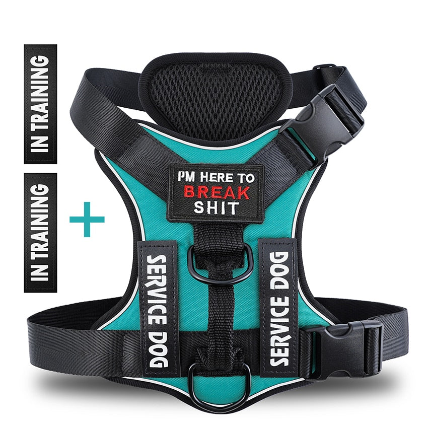No pull Reflective Tactical Dog Harness With Free Patches - Green