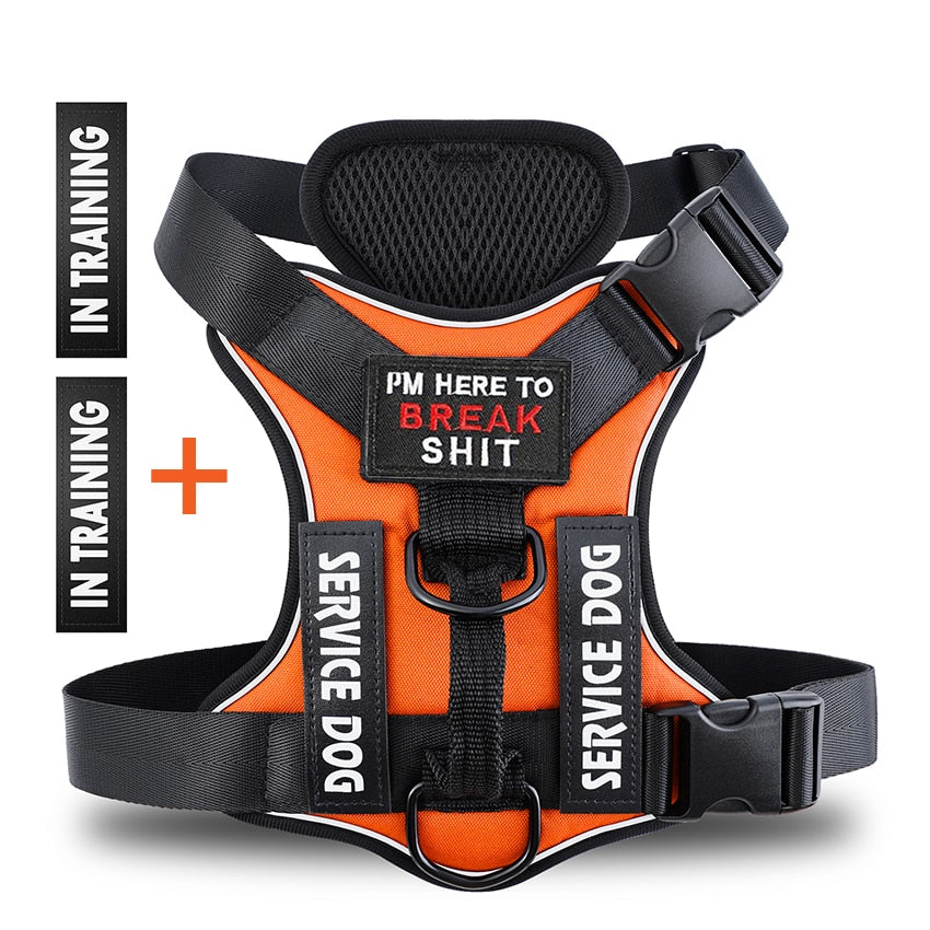 No pull Reflective Tactical Dog Harness With Free Patches - Orange
