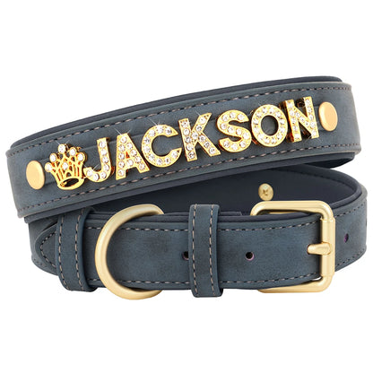 Custom Leather Collar with Free Name Charm