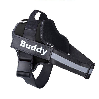 Personalized black no-pull dog harness for comfortable walking and control