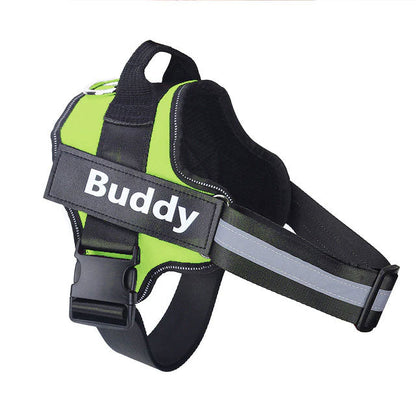 Personalized green no-pull dog harness for comfortable walking and control