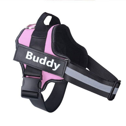 Personalized pink no-pull dog harness for comfortable walking and control