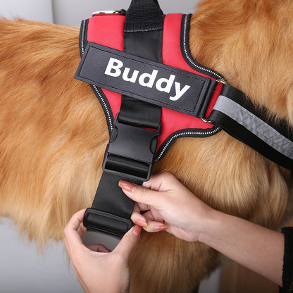 Personalized no-pull dog harness for comfortable walking in red