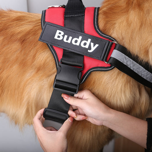 Personalized no-pull dog harness for comfortable walking in red