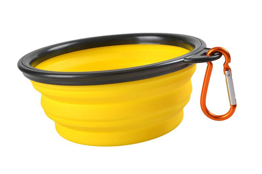 Foldable Travel Water And Food Bowl For Dogs - Yellow