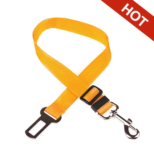 Adjustable Dog Car Seat Belt - Yellow