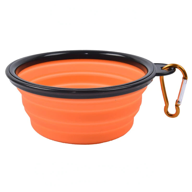 Foldable Travel Water And Food Bowl For Dogs - Orange