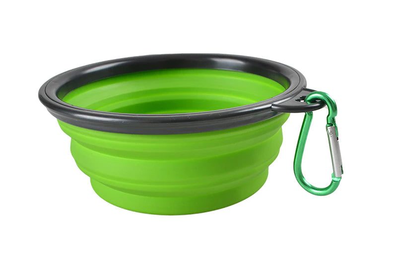 Foldable Travel Water And Food Bowl For Dogs - Green