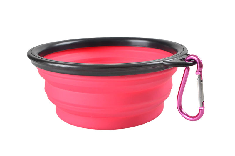 Foldable Travel Water And Food Bowl For Dogs - Pink