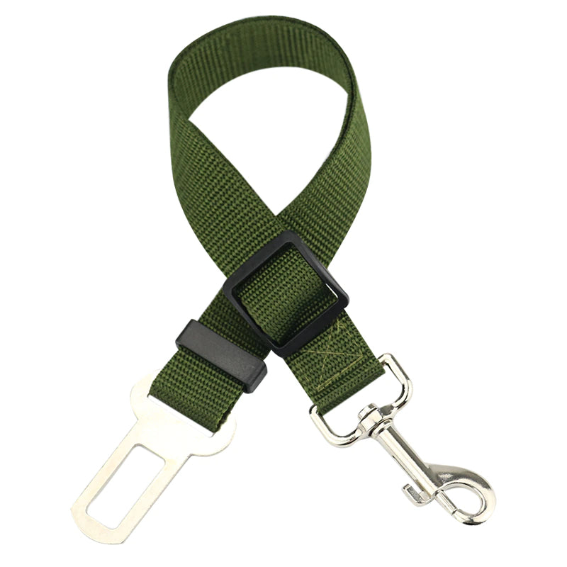 Adjustable Dog Car Seat Belt - Army Green
