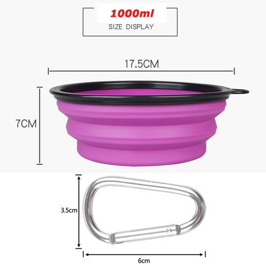 Foldable Travel Water And Food Bowl For Dogs - Purple