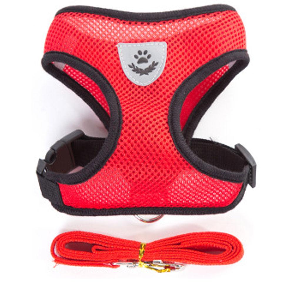 Small Dog and Cat Harness With Leash- Red