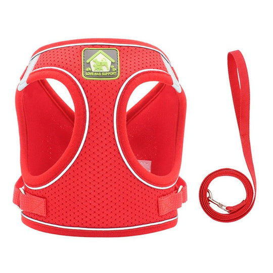 MyDoggyNeeds™ Reflective Dog Harness and Leash - Red