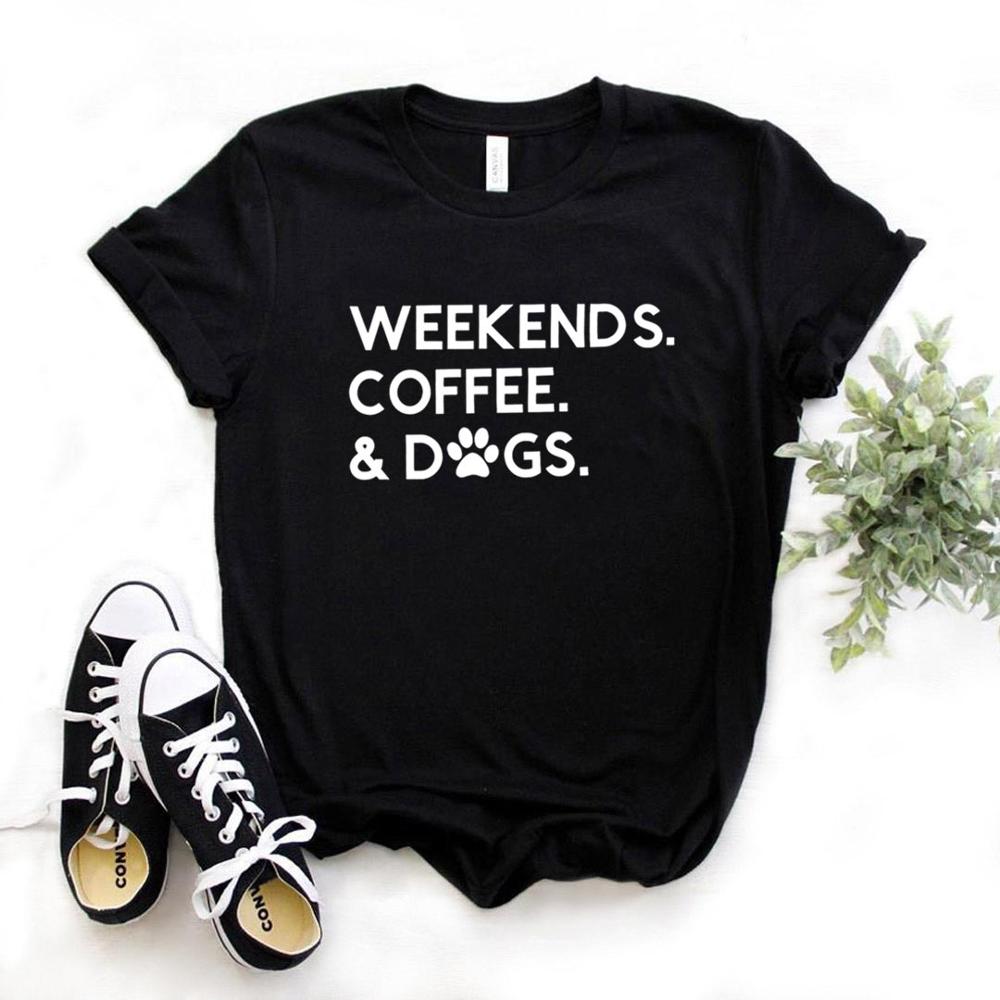 Weekends Coffee & Dogs T-Shirts- Black