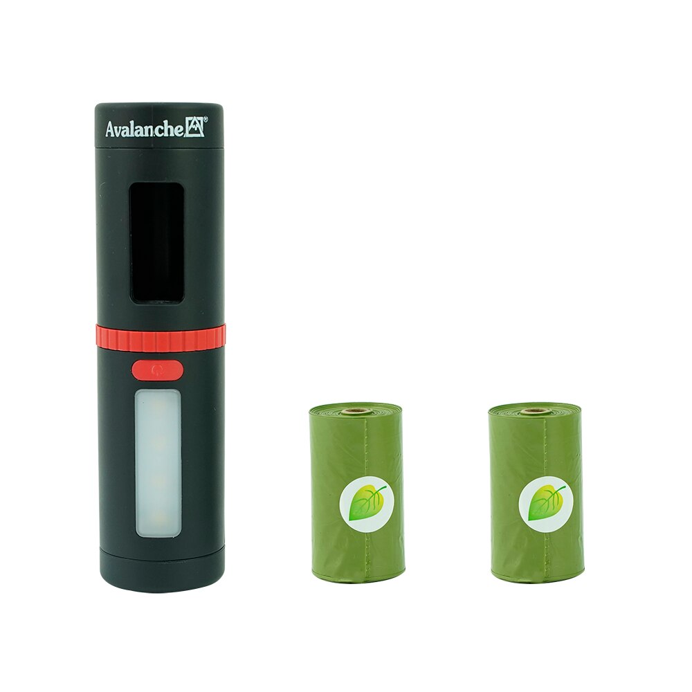 Outdoors Dog Poop Dispenser Multi-functions With LED Flashlight - Black set