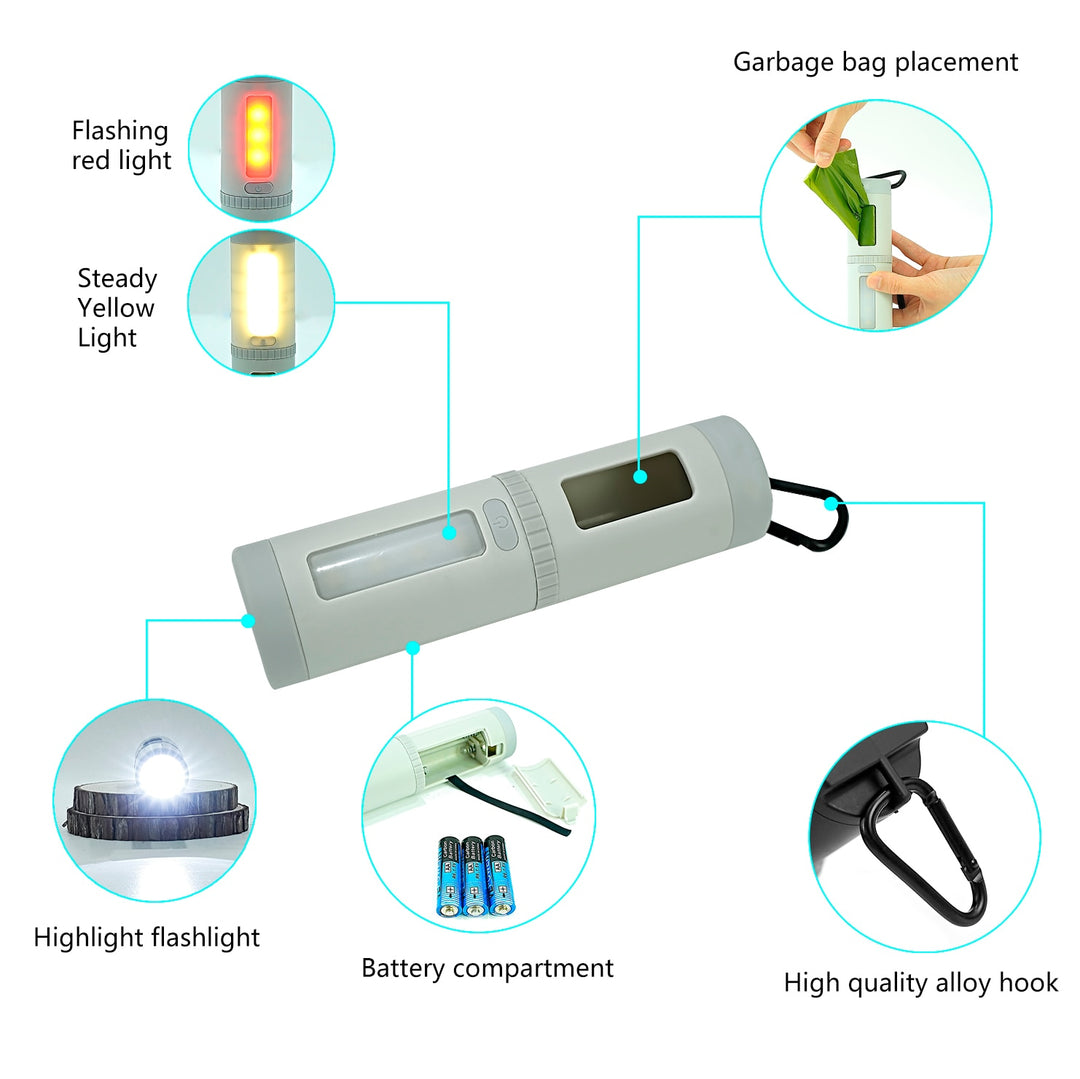 Outdoors Dog Poop Dispenser Multi-functions With LED Flashlight - Features