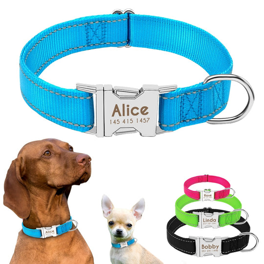 Reflective Nylon Personalized Dog Collar