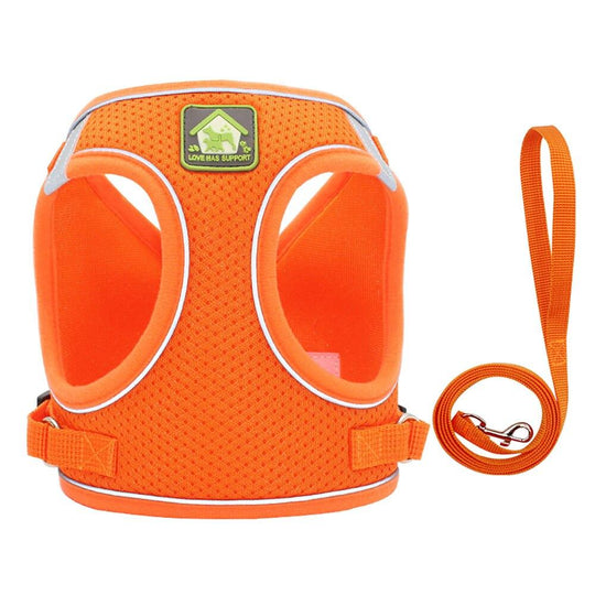 MyDoggyNeeds™ Reflective Dog Harness and Leash - Orange