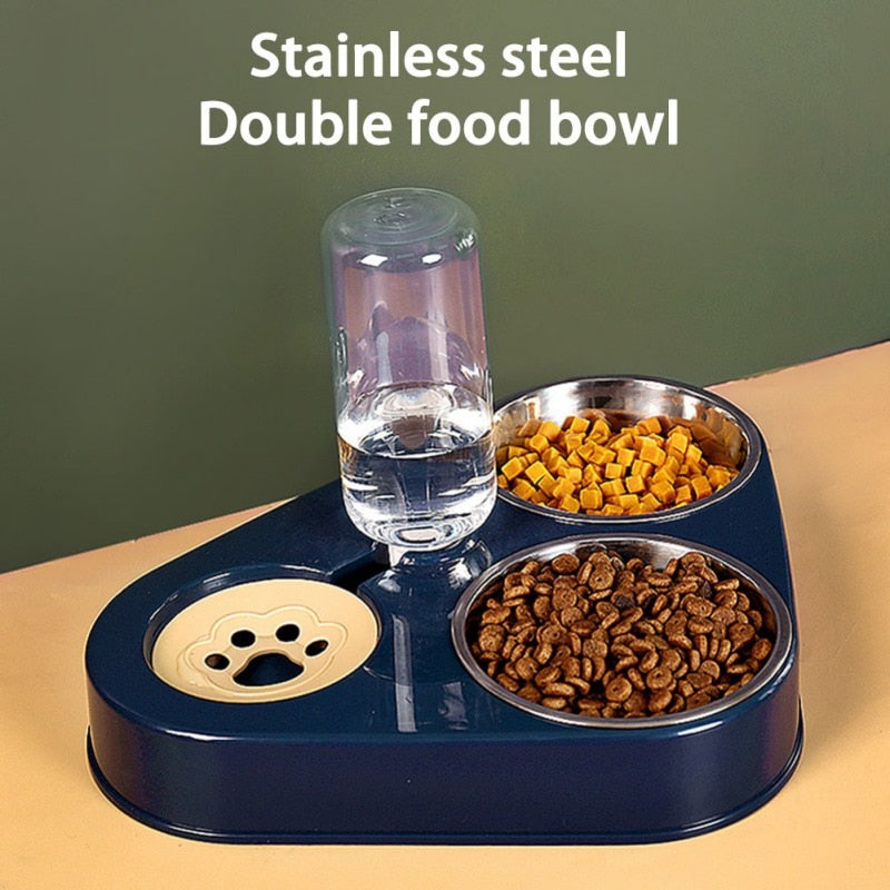 Automatic Stainless Steel Food Bowl with Water Dispenser