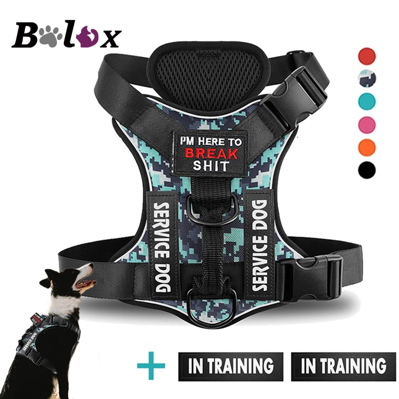 No pull Reflective Tactical Dog Harness With Free Patches - Camouflage