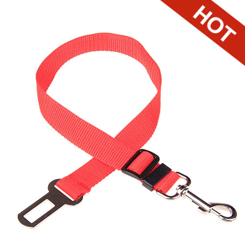 Adjustable Dog Car Seat Belt - Red