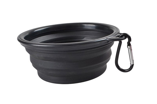 Foldable Travel Water And Food Bowl For Dogs - Black