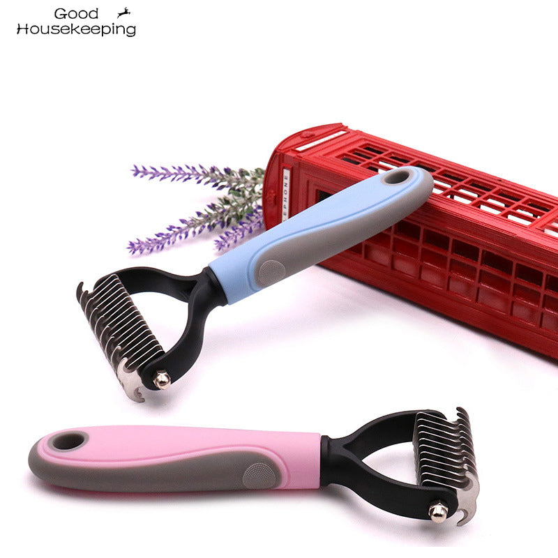 Pet Grooming Brush, Double-Sided Shedding Comb  